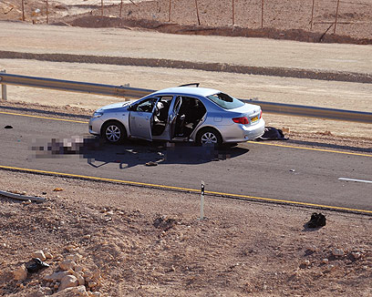 Car attacked by the terrorists who wore IDF uniforms (Photo: Defense Ministry)