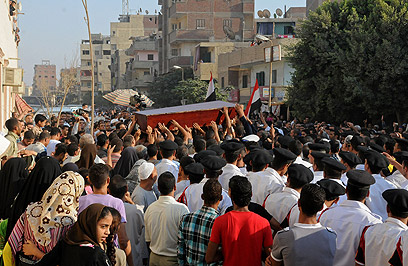 Funerals of Egyptian military or police killed on 18 August in attacks near Eilat - Photo by AFP, published on Israel's YNet website