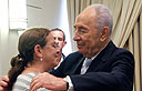 President Shimon Peres with Aviva Shalit (Photo: Miriam Alster/ Flash 90)