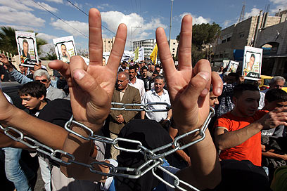 מפגינים למען שחרור אסירים  (צילום: EPA)