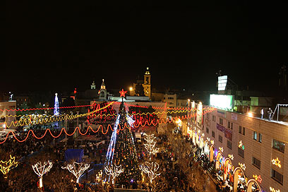 כיכר המלד בבית לחם, הלילה (צילום: AFP)