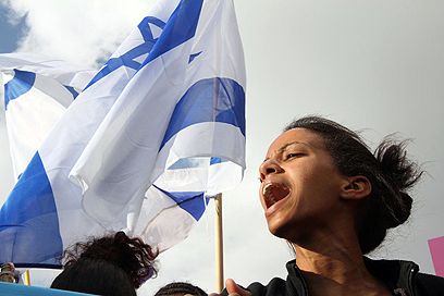 גיבוי ממובילי המחאה החברתית, היום בירושלים (צילום: גיל יוחנן)