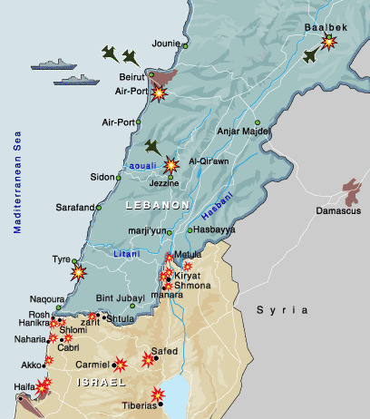 World Map Of Lebanon. of rockets in Lebanon.