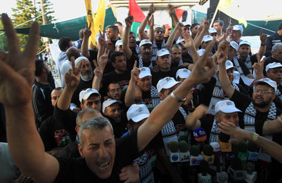 החגיגות בשטחים הפלסטיניים (צילום: AFP)