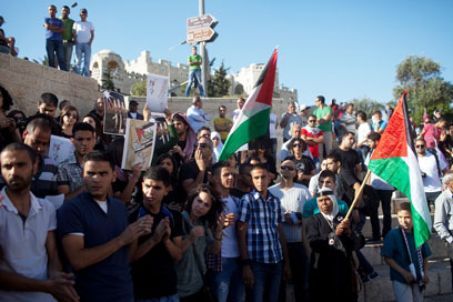 הפגנה בשער שכם בירושלים (צילום: אוהד צויגנברג)