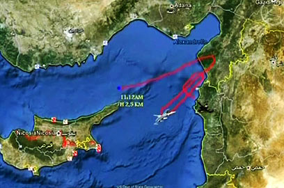 מסלול הטיסה של המטוס הטורקי (צילום: EPA)