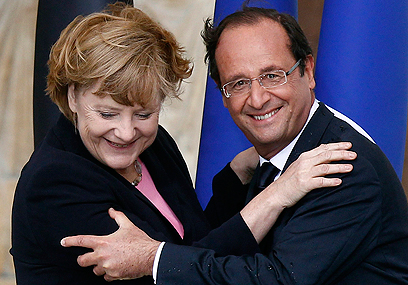 נשיא צרפת הולנד וקנצלרית גרמניה מרקל (צילום: רויטרס)