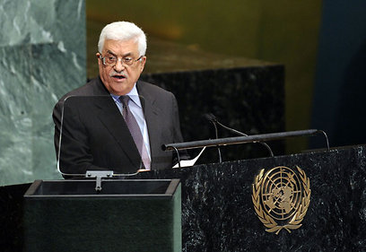 אבו מאזן על במת עצרת האו"ם (צילום: AFP)