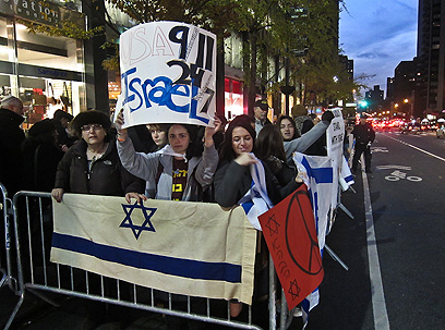 מפגינים בעד ישראל בניו יורק (צילום: ישראל עצמון)