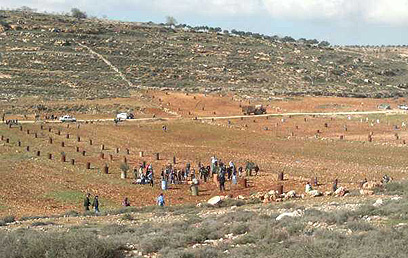 מתנחלים ופלסטינים התעמתו ליד יצהר (צילום: סוכנות תצפית)