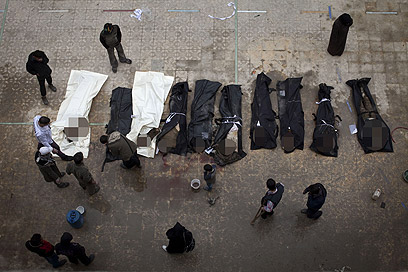 הקטל בסוריה נמשך. גופות הרוגים בחלב (צילום: AFP)