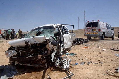 התאונה הקטלנית בכביש 40 (צילום: הרצל יוסף)