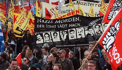 הפגנה נגד ניאו נאצים במינכן, החודש (צילום: Gettyimages)