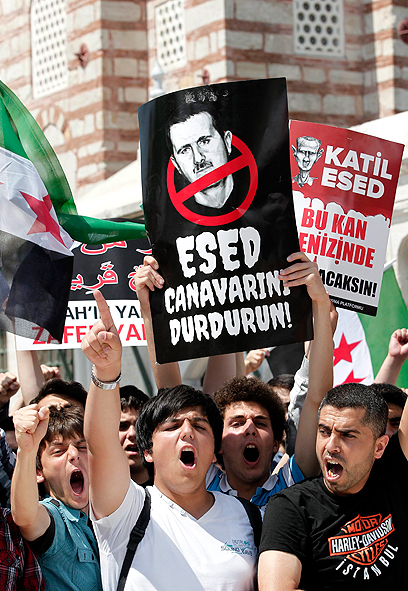 הפגנה נגד אסד באיסטנבול (צילום: EPA)